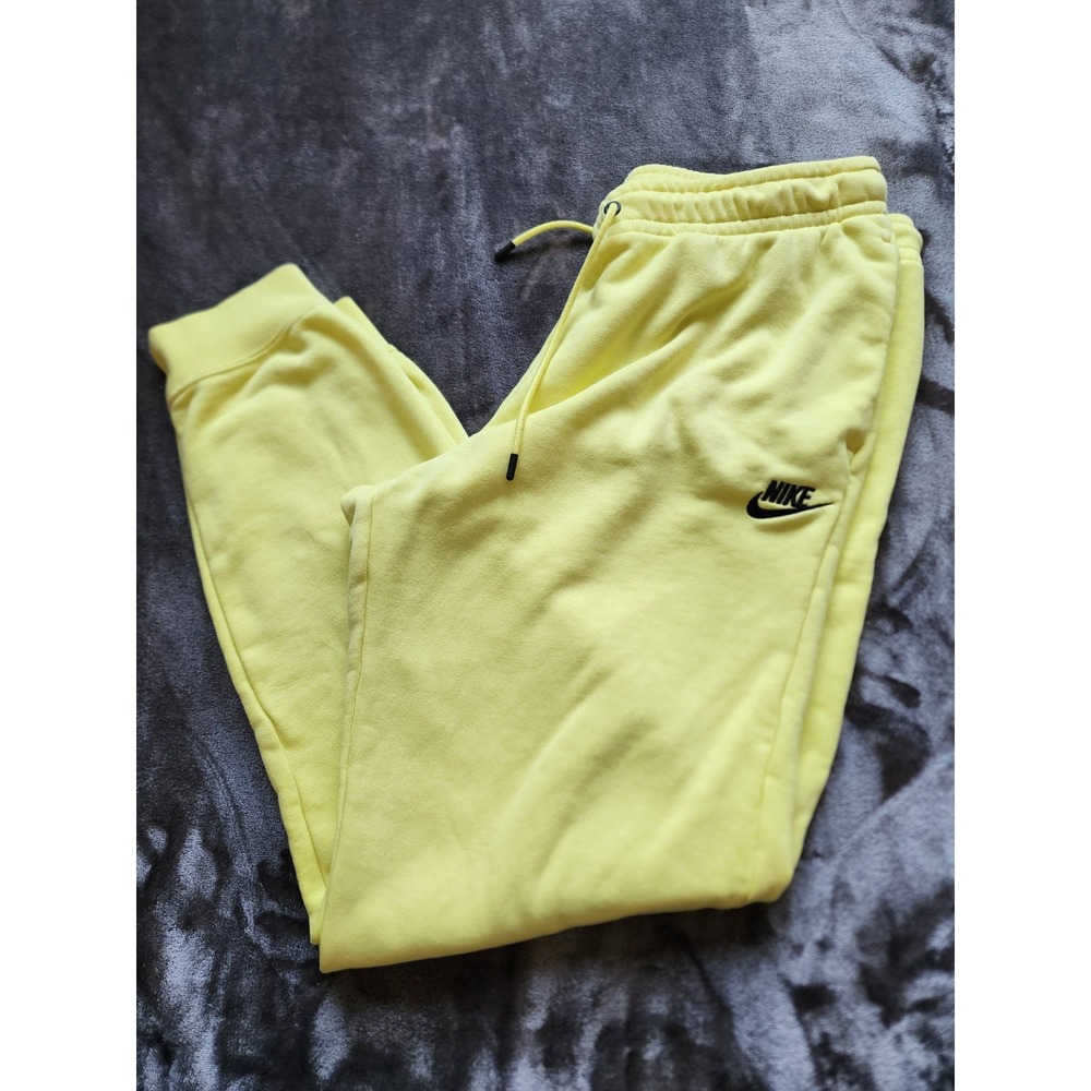 Nike Womens Fluorescent Yellow Fleece Joggers Sweatpants Size L